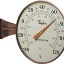 Taylor Heritage Collection Dial Indoor Outdoor Thermometer, Wireless Thermometer with Easy to Read Large Numbers for Patio, Pool, and Indoor Areas, 8.5-inch, Copper