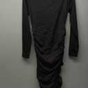 BEAGIMEG Women's Ruched Long Sleeve Elegant Bodycon Basic Casual Midi Dress (Large, Black)