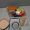 Juboury Pretend Play Food Set for Toddlers, Cutting Toy Food with Storage Bag, Stainless Steel Tray and Plates, Food Toys with Veggies, Fruits, Dessert, Pizza Toy, Play Kitchen Accessories for Kids