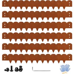 Cor-Ten Steel Landscape Edging  8" Tall x 40" Long (6-Pack, 20FT Total) | Rustic Bendable Metal Garden Edging for Lawn, Yard & Patio | Heavy Duty Scalloped Edges  DIY Landscaping Edging