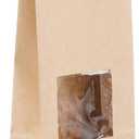 Kraft Tin Tie Poly-Lined Bags Coffee Bags Reclosable Tin Tie Bags with Window - 1Lb - 50 Pack