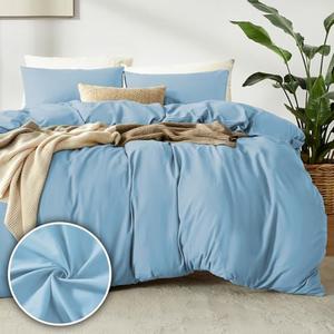 Dreamhood Duvet Cover King Size 104x90 and 2 Pillow Cases Soft Comfy Duvet Cover Set 3 Pieces with Button Closure Breathable Durable Bedding for All Seasons Light Blue
