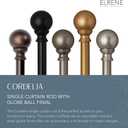 Elrene Home Fashions Cordelia Adjustable Single Curtain Rod with Globe Ball Finials, 1 Inch Diameter, Soft Gold, 28"-48"