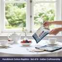 Hand Block White Cloth Napkins Set of 6  Elegant Cotton Napkins for Dinner, Weddings, Reusable Everyday Use  Decorative Floral Napkins Everyday for Kitchen & Home Decor (6, Purple, 18X18 Inches)