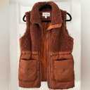 Tribal Womens Tribal Women's Mock Neckline Sherpa and Nylon Combo Zip-up Bungee Drawcord VestVest Marsala S