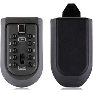 Indoor & Outdoor Key Lock Box Wall Mounted Push Button Combination Key Safe Storage Security Lock Box with Black Rubber Cover & Wall Bolt Fixings for 5 to 7 Mortise Style Keys