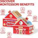 Monläurd® Wooden Activity Cube for Toddlers 1-3, Farm Barn Montessori Busy Board Toy, 12-in-1 Sensory Activity Center for Baby Fine Motor Skills, Large Educational Learning Toy for Boys Girls, 15”H × 17”L × 13”W