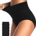 CULAYII Tummy Control Underwear for Women High Waisted Panties Full Coverage Cotton Postpartum Briefs Stretch Ladies Undies (XX-Large, Black P - 5 Pack)