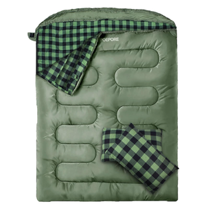 Double Sleeping Bag Flannel for Adults with 2 Pillows 2 Person Sleeping Bags Camping XXL Queen Size Two Person Sleeping Bag for Cold Weather