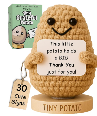 Thank You Gift - Tiny Potato with 30 Appreciation Signs - Funny Gratitude Gift for Women Men Coworker Doctor Nurse Teacher Boss Manager - Employees Bulk Staff Appreciation Thank You Present Idea