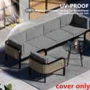 14 Piece Outdoor Patio Waterproof Cushion Covers, Fits 6-Seat Wicker Rattan Sectional Couch Chair Furniture Cover Replacement Set - Fade-Resistant Patio Cushion Covers with Zipper, 25.6Lx25.6Wx4H Inch