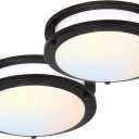 hykolity 13 inch Flush Mount LED Ceiling Light Fixture, 2700K/3000K/3500K/4000K/5000K Adjustable Ceiling Lights, Oil Rubbed Bronze Saturn Dimmable Lighting for Bathroom Kitchen, ETL Listed - 2 Pack