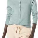 Amazon Essentials Women's Lightweight Crewneck Cardigan Sweater  (Sage Green Heather) S