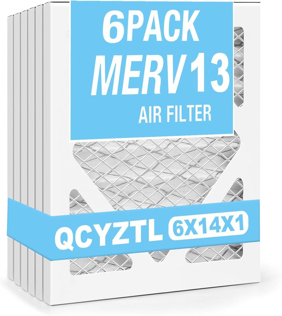 Upgraded 6x14x1 MERV 13 furnace replacement filter,household air conditioning and air conditioning HVAC filter replacement,6 pack