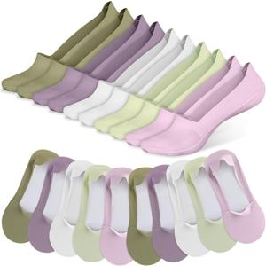 10 Pairs No Show Low Cut Liner Ice Silk Socks - Nonslip Thin Socks Invisible (Stylish Color)