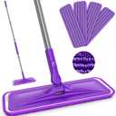 Microfiber Mops for Floor Cleaning - BPAWA Flat Floor Mop with 4 Reusable Washable Pads fit for Swiffer Powermop Kitchen Wet Dry Dust Mop for Hardwood Laminate Wood Tile Ceramic Vinyl Wall Floors