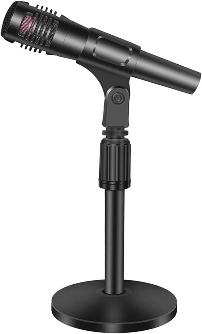 Small Desk Mic stand, Desktop Microphone Stand Adjustable Steel Table Mic Stand with Microphone Clip for Blue Yeti Snowball 10 Inch-14 Inch