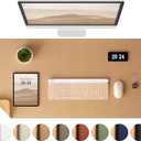 Aothia Dual-Sided Desk Mat - Leather & Cork Desk Protector, Large Mouse Pad & Writing Pad for Office/Home, Waterproof, Apricot (35.4" x 15.7")