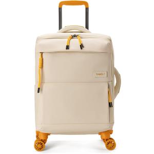 20Inch Carry on Luggage with Spinner Wheels,22x14x9 Airline Approved,Stylish SoftSided Lightweight suitcases bag,Wet/Dry Pockets Suitcase for travel(Apricot)