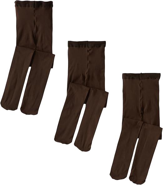 Jefferies Socks Little Girls' Smooth Tights, Chocolate, 4-6 Years (Pack of 3)
