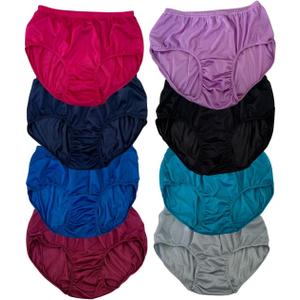 Pack 6 Waist 28-42 " (3L) Vintage Womens Nylon Panties full cut briefs plus size Glossy shiny Granny Men Womens Ladies Nylon Brief Underwear Hips 34-45 " High Waist Dries quickly Ramdom Color