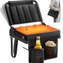 Heated Stadium Seats with Back Support for Bleacher, Portable 5-Angle and Adjustable Height Thick Cushion Seat with Cup Holder Storage Bag, Includes Shoulder Strap, Used for Sports Events and Concerts