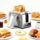 Toaster 2 Slice, Consciot Smart Touch Screen Toasters with 6 Browning Levels, Timer, Reheat/Defrost/Cancel, Extra-Wide Slots, Removable Crumb Tray, Auto Pop-up & Anti Jam, Peak 925W, Stainless Steel