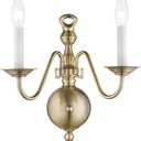 Livex Lighting 5002-01 Williamsburgh 2 Light Antique Brass Wall Sconce