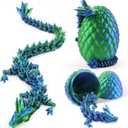 2 x 3D Printed Dragon Egg,12Crystal Dragon Inside, 3D Printed Gift, Executive Desk Toy, Figure Decor, Easter Basket Essentials (Blue-Green)