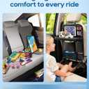 Backseat Car Organizer 4Pack with Table Tray Free Foot Hammock Car Seat Protector with Tablet Holder for Car, 7 Pockets Back Seat Organizer and Kick Mat for Kids Travel Accessories