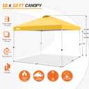EAGLE PEAK Pop Up Canopy Tent with Wheeled Carry Bag, 8 Stakes, 4 Ropes, 4 Weight Bags, Easy Set Up Tent Canopy, 10x10 ft, 100sqft of Shade, Yellow