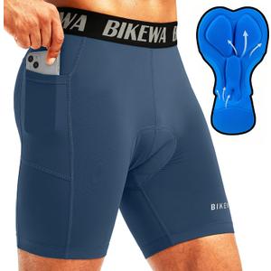 Men's 4D Padded Bike Shorts Cycling Underwear Biking Bicycle Padding Shorts for Men Side Pockets, Medium