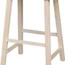 IC International Concepts Saddle Seat Stool-24 H Solid/Real Wood, Sturdy Parawood, Kitchen/Dining/Bar/Lounge, 14.5" D x 17.75" W x 24" H, 225 lbs capacity, DIY, Paint/Stain Ready, Unfinished