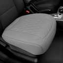 BEITK 1 Pack Leather Front Car Seat Cover Bottom Car Seat, Anti-Slip and Full Wrap Driver Car Seat Protectors, Luxury Waterproof Bottom Auto Seat Cushion Pad Mat for Most Vehicles (Gray)
