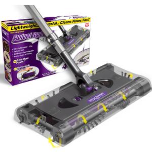 Swivel Sweeper Max  Cordless Electric Floor and Carpet Sweeper with Rotating Brush for Efficient Cleaning, Quad Brush Technology Purple