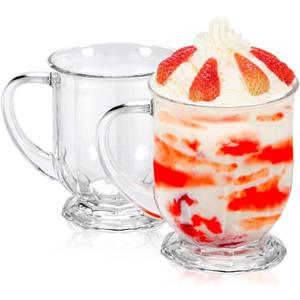 WHJY Set of 2 Oversized Glass Coffee Mugs 20 Oz Large Coffee Mugs, Glass Beer Mugs with Handles, Clear Mugs for Hot Beverages