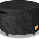 Fire Pit Cover Round 32 inch,Waterproof 600D Heavy Duty Patio Fire Pit Cover,Outdoor Round Gas Fire Pit/Table Cover,32 Dia X 16H,Black