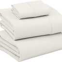 RUVANTI 100% Cotton Twin Sheets Set, 3 Pieces, Soft & Breathable Percale Weave Bedding, Deep Pocket 16", Hotel Standard, Crisp Cool Feel, Durable, Perfect Dyed Bed Sheet, Ivory