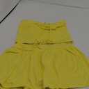 Summer Two Piece Outfits for Women Y2K Going Out Tie Ruched Tube Crop Tops Low Rise Pleated Mini Skort Skirt Sets (Medium, Yellow)