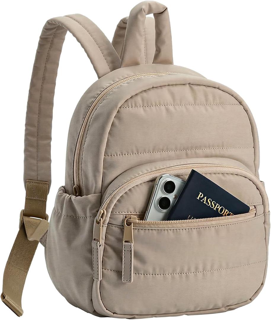 Backpack for Women, Mini Backpack with Quilted Design and Adjustable Straps, Large Capacity Multi Compartment, Lightweight Comfort for Work Travel Outdoor Gym Hiking, Bookbag for Women(camel)