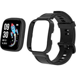 Rugged Armor Pro Designed Case with Band Protective TPU Cover With Strap Compatible With BIGGERFIVE BW02 Smart Watch/Brave 2-1.8 Inches (Not Included Screen Protector) (Black)