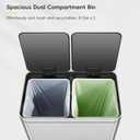 EKO Edison Dual Trash Can for Recycling and Trash, 8+8 Gallons Kitchen Garbage Can with Dual Removable Inner Liners, Independent Lids and Pedals, Matte Stainless Steel
