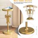 Gold Drink Table, Metal Martini Side Table - 9.9" x21.7'', Gold Small Accent Table with Bow Decoration, Pedestal End Table for Small Spaces