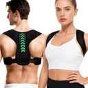 Posture Corrector for Women and Men, Adjustable Back Brace Posture Corrector for Upper & Mid Spine Support, Breathable Back Brace for Improving Neck, Shoulder and Back Posture Pain Relief, One Size (Black)