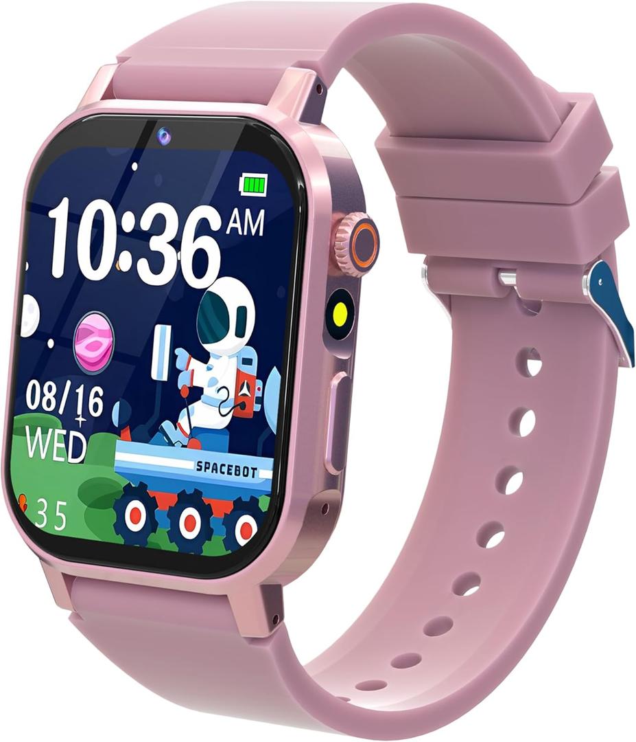 Kids Smart Watches Girls Gift Age 3-12, Kids Watch with 32 Games HD Touchscreen Camera Video Music Audiobook Pedometer Flashlight 12/24 hr Educational Toys Birthday Gift for Girls Ages 5 6 7 8 9 10 (Pink)