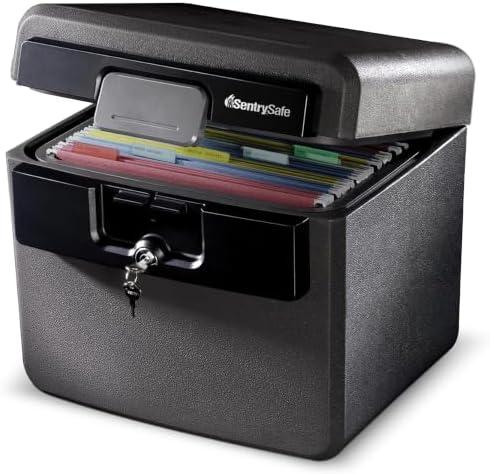SentrySafe Black Fireproof and Waterproof Safe, File Folder and Document Box with Key Lock, 14.3 x 15.5 x 13.5 inches, HD4100(don't close properly)