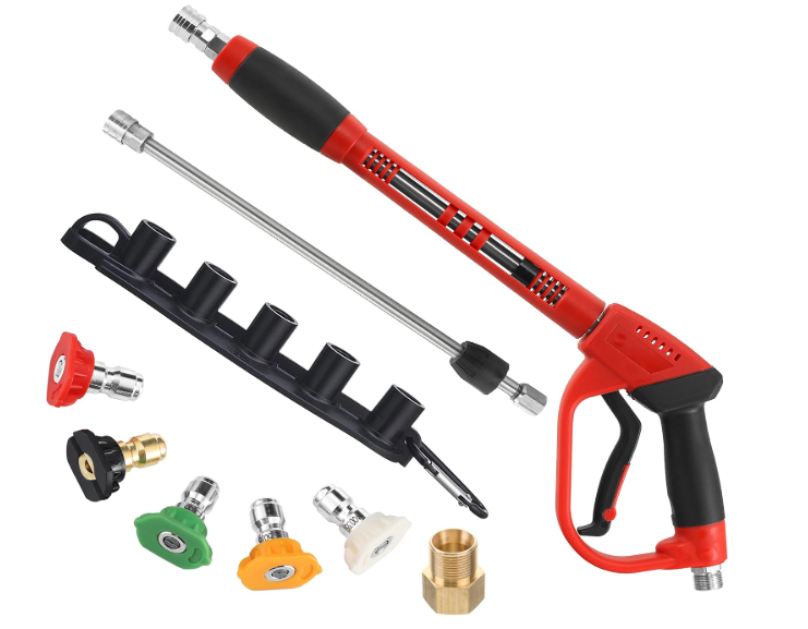 Tool Daily Deluxe Pressure Washer Gun, with Replacement Wand Extension, 5 Nozzle Tips, M22 Fitting, 40 Inch, 5000 PSI
