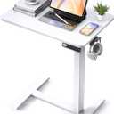 24"x 16" Electric Overbed Table, Rolling Laptop Desk for Bed, White
