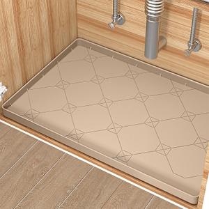 Under Sink Mats for Kitchen Waterproof, 34"  22" Silicone Under Sink Liner Drip Tray, Cabinet Protector Mat for Drips, Leaks, Spills, Fits 36'' Standard Bathroom Cabinets (1'10" x 2'10" (Rectangular))