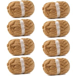 bearberry Jumbo Chenille Yarn, Super Bulky 6 - Extra Plush & Skin-Friendly for Chunky Knit Blankets, Arm Knitting & Crocheting 8-Pack (8oz/25yd Per Skein), Machine Washable, Ultra Soft, Camel